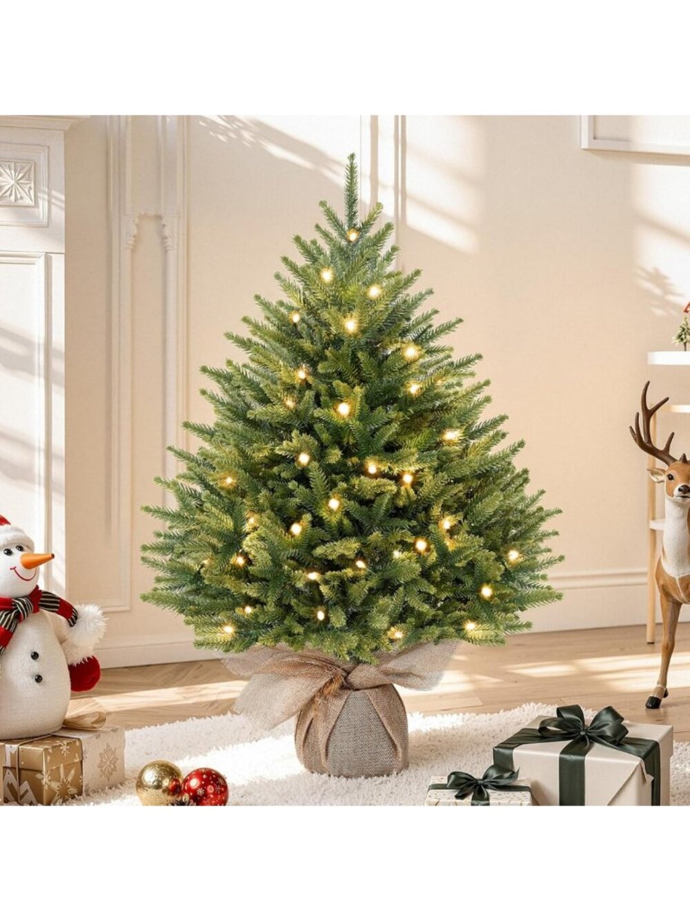 2ft Prelit Mini Artificial Christmas Tree for Tabletop Holiday Decor
